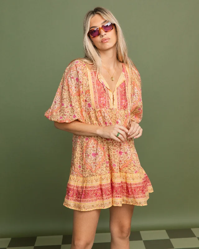 Affordable Luxury Women's Apparel Imeless Style Ambers Mini Dress - Pale Yellow