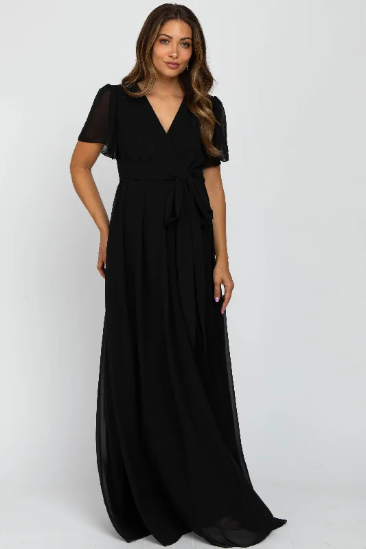 Women's Elegant Clothing Sets Huge Markdowns Black Chiffon Short Sleeve Maternity Maxi Dress Women's Elegant Clothing Sets Huge Markdowns Black Chiffon Short Sleeve Maternity Maxi Dress