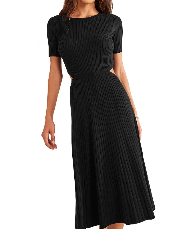 Women's Elegant Formal Outfit Spring Fashion Boden Cut Out Knitted Midi Dress