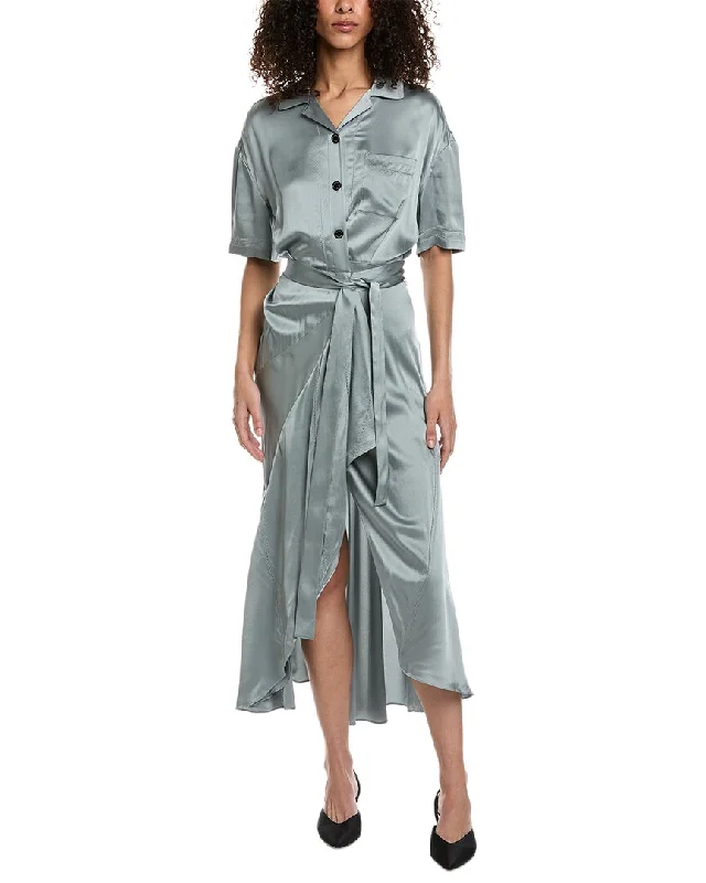 Women's Comfy Attire For Lounging Vintage-Modern Style Offers Burberry Emily Tie-Waist Silk Shirtdress