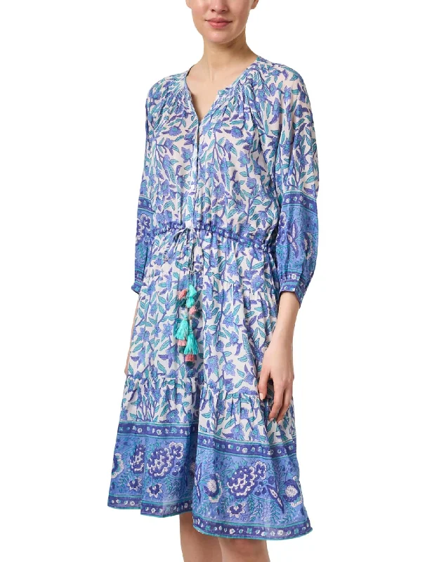 Affordable Luxury Women's Garments Avant-Garde Style Promotions Colette Printed Dress In Blue & Green Floral Affordable Luxury Women's Garments Avant-Garde Style Promotions Colette Printed Dress In Blue & Green Floral
