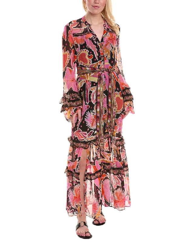 Casual Garments For Women Relaxed Style FARM Rio Enchanted Nature Chiffon Maxi Shirtdress Casual Garments For Women Relaxed Style FARM Rio Enchanted Nature Chiffon Maxi Shirtdress