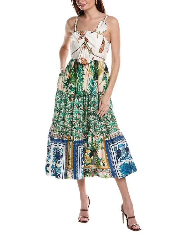 Women's Trendy Garments Seasonal Sale FARM Rio Mixed Prints Bow Top Midi Dress