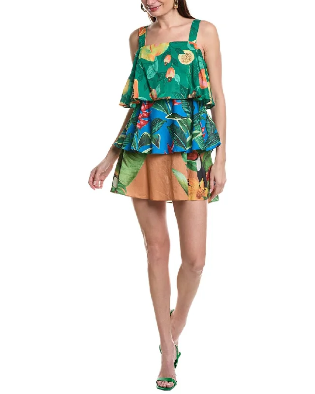 Women's Trendy Attire Chic Trends Unveiled FARM Rio Mixed Prints Layered Mini Dress