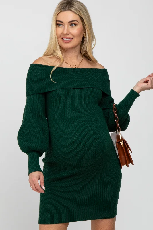 Classic Clothes For Women Romantic Chic Deals Forest Green Off Shoulder Bubble Sleeve Maternity Sweater Dress Classic Clothes For Women Romantic Chic Deals Forest Green Off Shoulder Bubble Sleeve Maternity Sweater Dress
