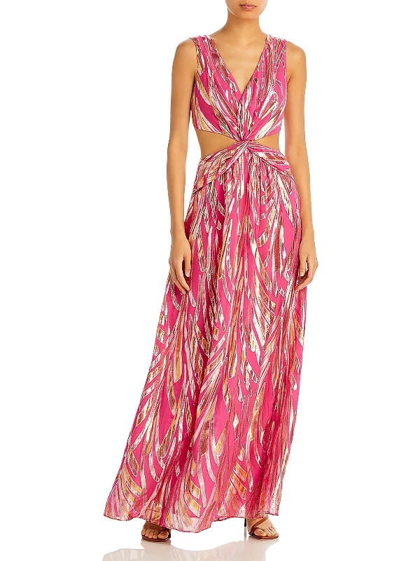 Women's Wedding Apparel Luxury Casual Deals Irene Womens Metallic Cut-Out Evening Dress Women's Wedding Apparel Luxury Casual Deals Irene Womens Metallic Cut-Out Evening Dress