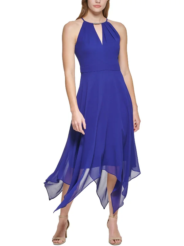 Women's Clothing For Special Occasions Winter Warehouse Sale Petites Womens Halter-Neck Mid-Calf Midi Dress Women's Clothing For Special Occasions Winter Warehouse Sale Petites Womens Halter-Neck Mid-Calf Midi Dress