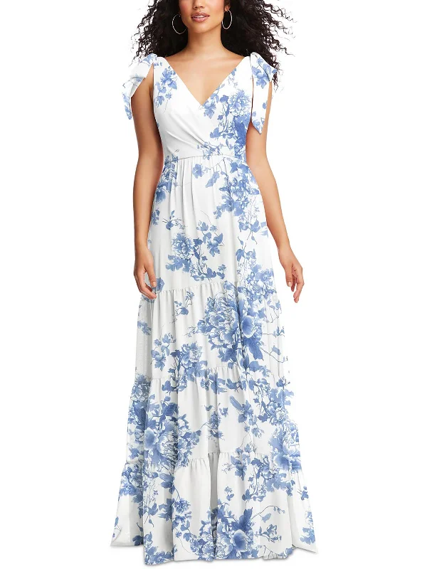 Women's Professional Outfit Spring Offer Womens Bow Polyester Evening Dress