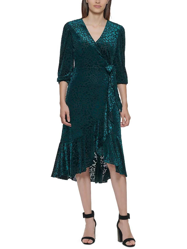 Casual Chic Clothing For Women Popular Collection Womens Burnout Velvet Wrap Dress