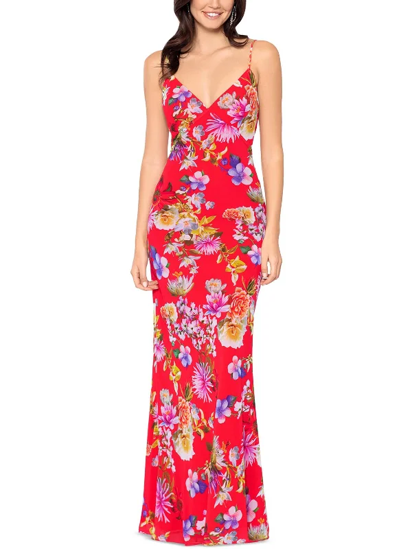 Vintage-Inspired Women's Apparel Top Brand Discounts Womens Chiffon Floral Evening Dress