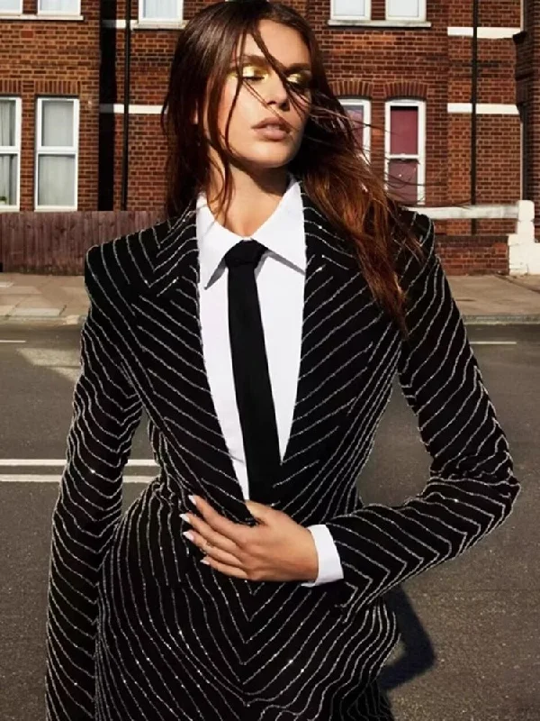 Casual Clothing For Women Holiday Attire Sale Women's Diamonds Beaded Blazer Dress