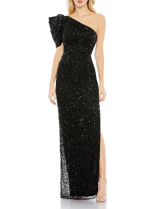 Women's Clothes And Apparel Sets Limited Stock, Big Discounts Womens Embellished One Shoulder Evening Dress