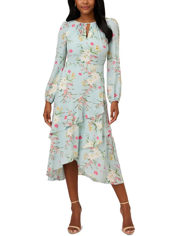 Women's Resort Attire Seasonal Clearance Womens Floral Print Polyester Midi Dress