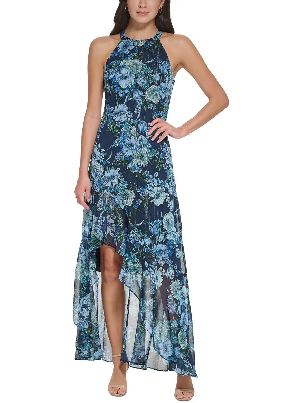 Affordable Women's Clothes Seasonal Picks Womens Metallic Chiffon Evening Dress
