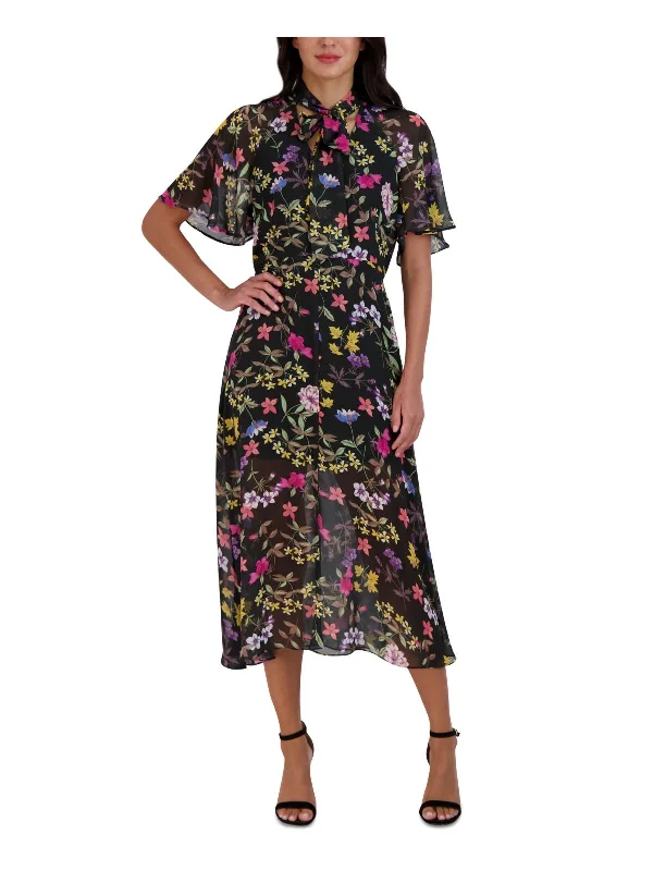 Women's Stylish Professional Apparel Budget Saver Womens Neck-Tie Wedding Guest Midi Dress Women's Stylish Professional Apparel Budget Saver Womens Neck-Tie Wedding Guest Midi Dress