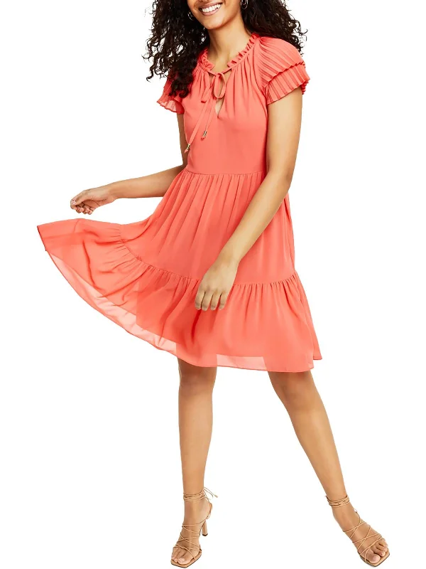 Women's Chic Outerwear Garments Laid-Back Fashion Offers Womens Tiered Mini Fit & Flare Dress