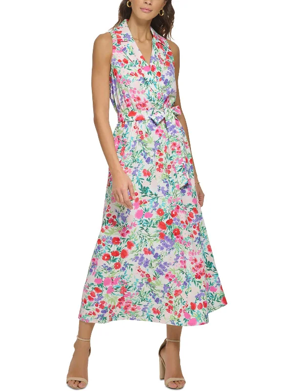 Women's Clothing For Casual Outings Holiday Glam Womens Woven Floral Midi Dress