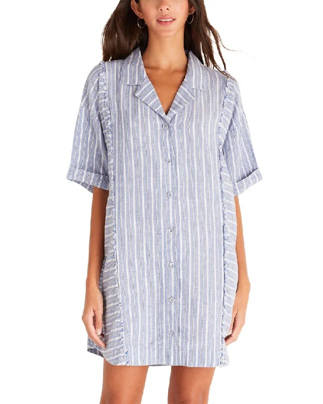 Women's Plus-Size Apparel Step Ahead, Lead The Trend Z SUPPLY Jayden Striped Linen-Blend Dress