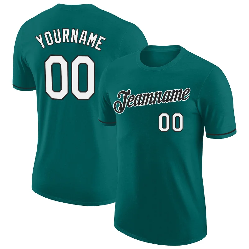 Functional And Stylish Unisex Outerwear Top Deals Custom Aqua White-Black Performance T-Shirt Functional And Stylish Unisex Outerwear Top Deals Custom Aqua White-Black Performance T-Shirt
