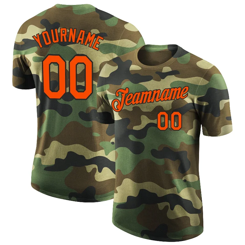 Chic And Casual Unisex Fashion Trends Style Revolution Custom Camo Orange-Black Performance Salute To Service T-Shirt Chic And Casual Unisex Fashion Trends Style Revolution Custom Camo Orange-Black Performance Salute To Service T-Shirt