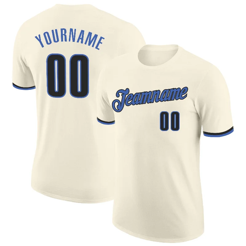 Unisex Casual Wear For All Seasons New Styles Just In Custom Cream Blue-Black Performance T-Shirt