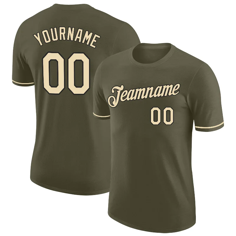 Functional And Stylish Unisex Wear New In This Season Custom Olive Cream-Black Performance Salute To Service T-Shirt Functional And Stylish Unisex Wear New In This Season Custom Olive Cream-Black Performance Salute To Service T-Shirt