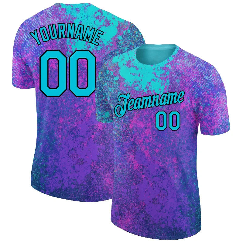 Fashion-Forward Gender-Neutral Outfit Ideas Budget-Friendly Fashion Custom Purple Lakes Blue-Black 3D Pattern Design Holi Festival Color Powder Performance T-Shirt Fashion-Forward Gender-Neutral Outfit Ideas Budget-Friendly Fashion Custom Purple Lakes Blue-Black 3D Pattern Design Holi Festival Color Powder Performance T-Shirt