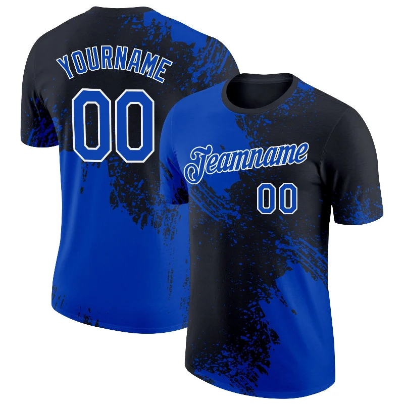 Versatile And Stylish Unisex Apparel Best Deals Of The Season Custom Thunder Blue Black-White 3D Pattern Design Abstract Brush Stroke Performance T-Shirt Versatile And Stylish Unisex Apparel Best Deals Of The Season Custom Thunder Blue Black-White 3D Pattern Design Abstract Brush Stroke Performance T-Shirt