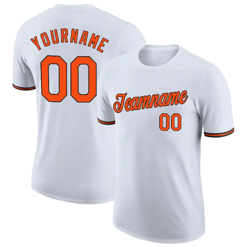 Unisex Everyday Fashion Essentials Exclusive Deals Online Custom White Orange-Black Performance T-Shirt