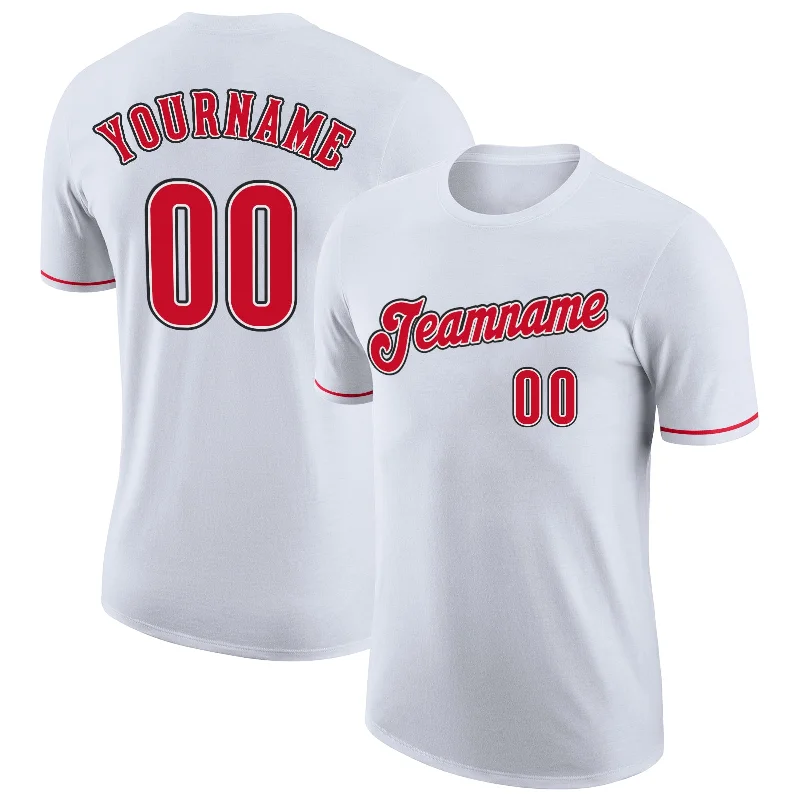 Urban-Inspired Unisex Fashion Pieces Summer Fashion Custom White Red-Black Performance T-Shirt Urban-Inspired Unisex Fashion Pieces Summer Fashion Custom White Red-Black Performance T-Shirt