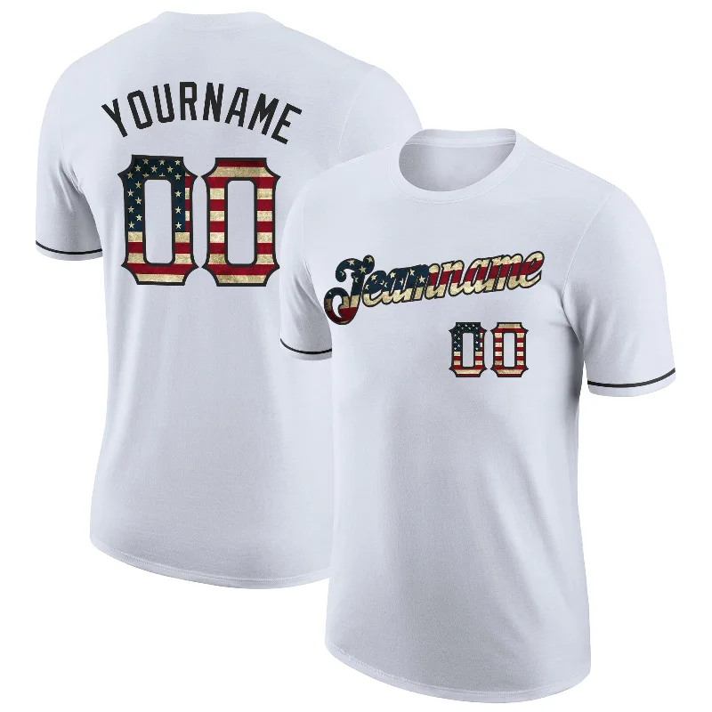 Versatile Clothing For All Genders Luxury Fashion Discounts Custom White Vintage USA Flag-Black Performance T-Shirt Versatile Clothing For All Genders Luxury Fashion Discounts Custom White Vintage USA Flag-Black Performance T-Shirt