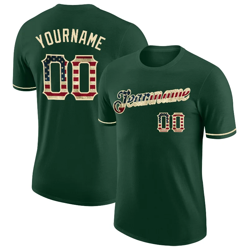 Functional And Stylish Unisex Wear Classic Chic Deals Custom Green Vintage USA Flag-City Cream Performance T-Shirt Functional And Stylish Unisex Wear Classic Chic Deals Custom Green Vintage USA Flag-City Cream Performance T-Shirt