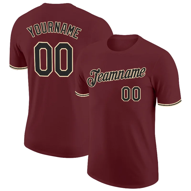 Fashion-Forward Gender-Neutral Outerwear Huge Discounts This Week Custom Burgundy Black-Cream Performance T-Shirt