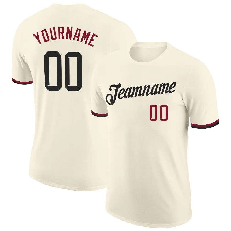 High-Quality Unisex Fashion Basics Feminine Luxe Style Sale Custom Cream Black-Crimson Performance T-Shirt High-Quality Unisex Fashion Basics Feminine Luxe Style Sale Custom Cream Black-Crimson Performance T-Shirt