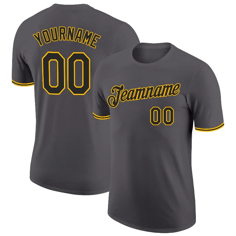 Urban Unisex Fashion Outfits Latest Trends Custom Steel Gray Black-Gold Performance T-Shirt Urban Unisex Fashion Outfits Latest Trends Custom Steel Gray Black-Gold Performance T-Shirt