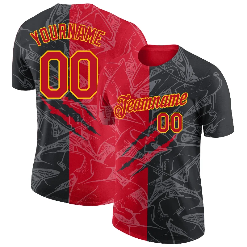 Soft And Breathable Unisex Loungewear Elevated Casual Discounts Custom Graffiti Pattern Red-Gold 3D Performance T-Shirt Soft And Breathable Unisex Loungewear Elevated Casual Discounts Custom Graffiti Pattern Red-Gold 3D Performance T-Shirt