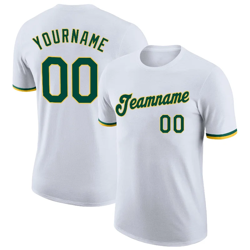 Sustainable Gender-Neutral Apparel Big Discounts Custom White Green-Gold Performance T-Shirt