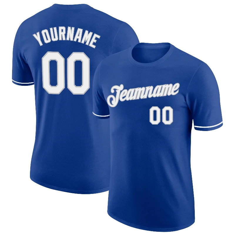 Classic Unisex Fashion Looks Contemporary Fashion Sale Custom Royal White-Gray Performance T-Shirt Classic Unisex Fashion Looks Contemporary Fashion Sale Custom Royal White-Gray Performance T-Shirt