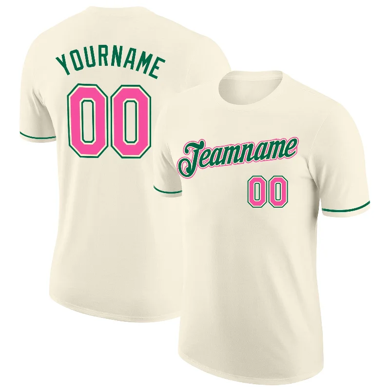 Trendy Unisex Sleek Style Discounts Custom Cream Pink-Kelly Green Performance T-Shirt Trendy Unisex Sleek Style Discounts Custom Cream Pink-Kelly Green Performance T-Shirt