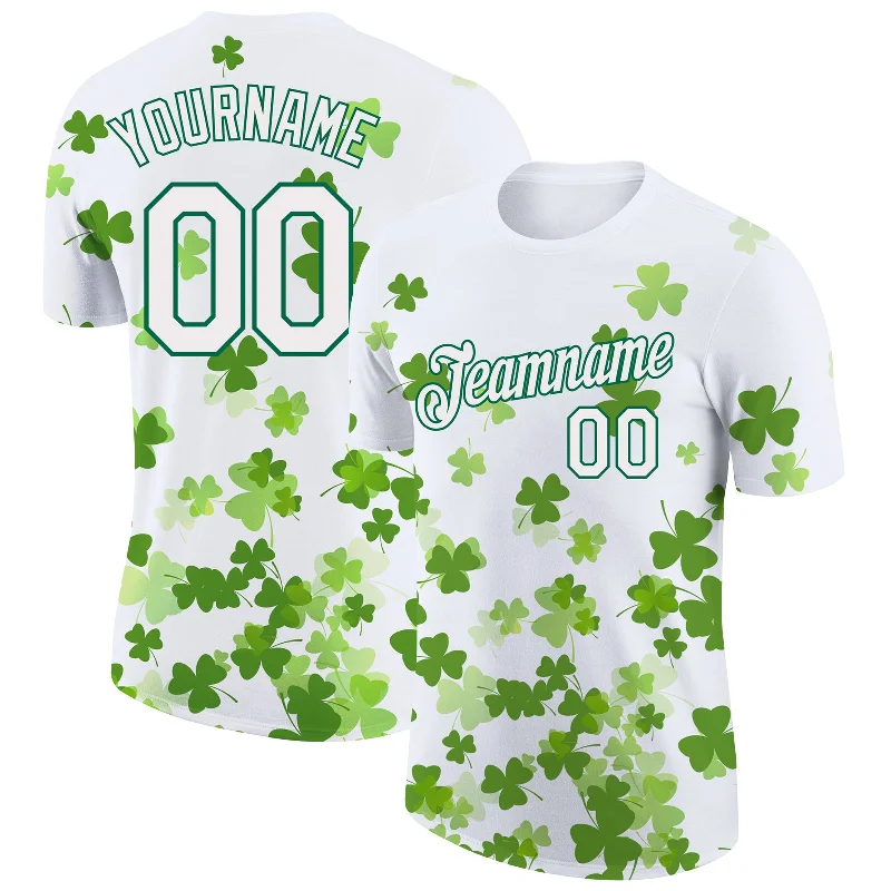 Versatile Unisex Layering Pieces Sophisticated Street Style Offers Custom White Kelly Green 3D Pattern Design St. Patrick's Day Performance T-Shirt Versatile Unisex Layering Pieces Sophisticated Street Style Offers Custom White Kelly Green 3D Pattern Design St. Patrick's Day Performance T-Shirt