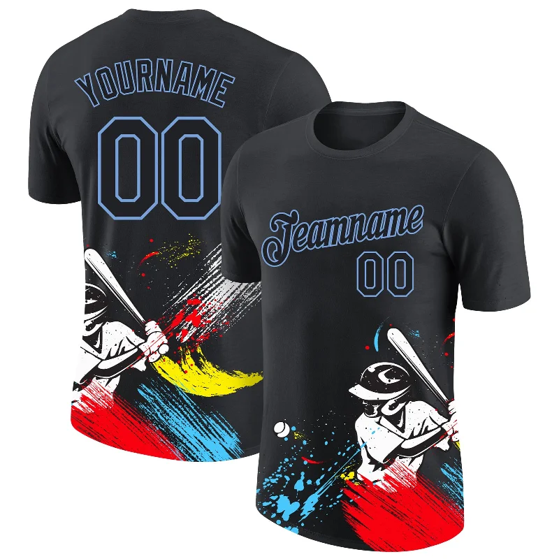 Versatile Gender-Free Wardrobe Essentials Inspired By You, Designed For You Custom Graffiti Pattern Black-Light Blue 3D Performance T-Shirt Versatile Gender-Free Wardrobe Essentials Inspired By You, Designed For You Custom Graffiti Pattern Black-Light Blue 3D Performance T-Shirt