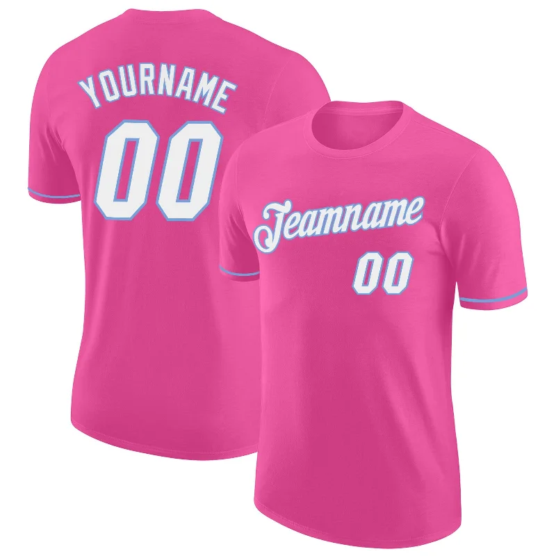 Sleek And Contemporary Gender-Free Outfits Affordable Luxury Fashion Custom Pink White-Light Blue Performance T-Shirt Sleek And Contemporary Gender-Free Outfits Affordable Luxury Fashion Custom Pink White-Light Blue Performance T-Shirt