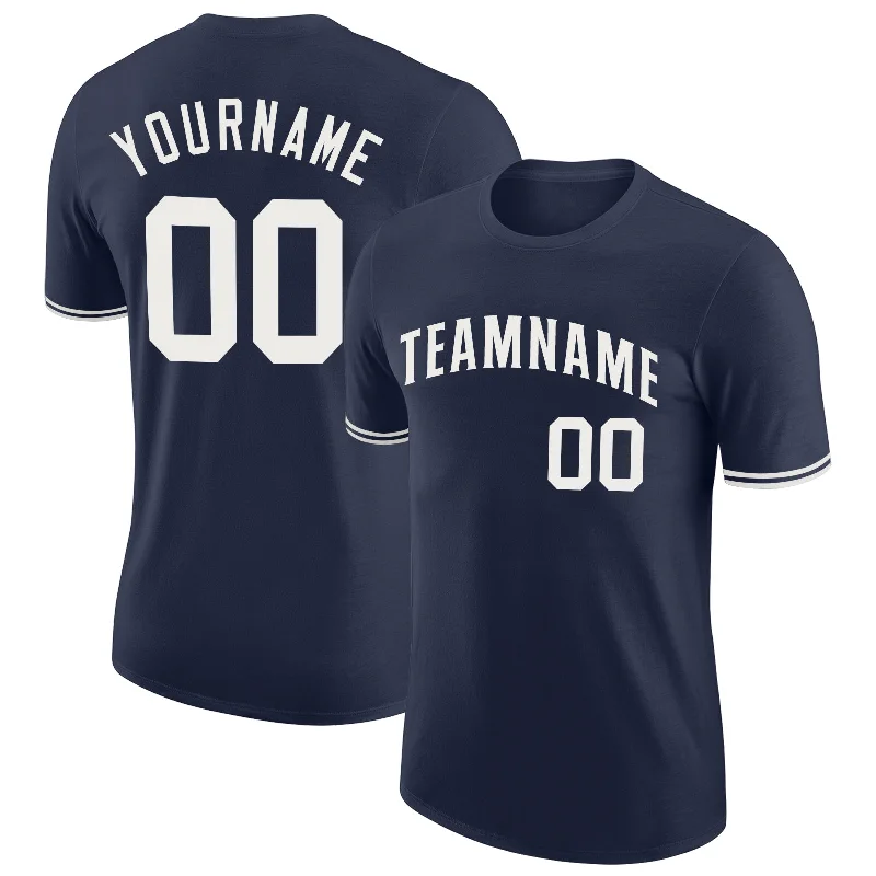Versatile Gender-Free Wardrobe Essentials Must Haves Custom Navy White Performance T-Shirt Versatile Gender-Free Wardrobe Essentials Must Haves Custom Navy White Performance T-Shirt