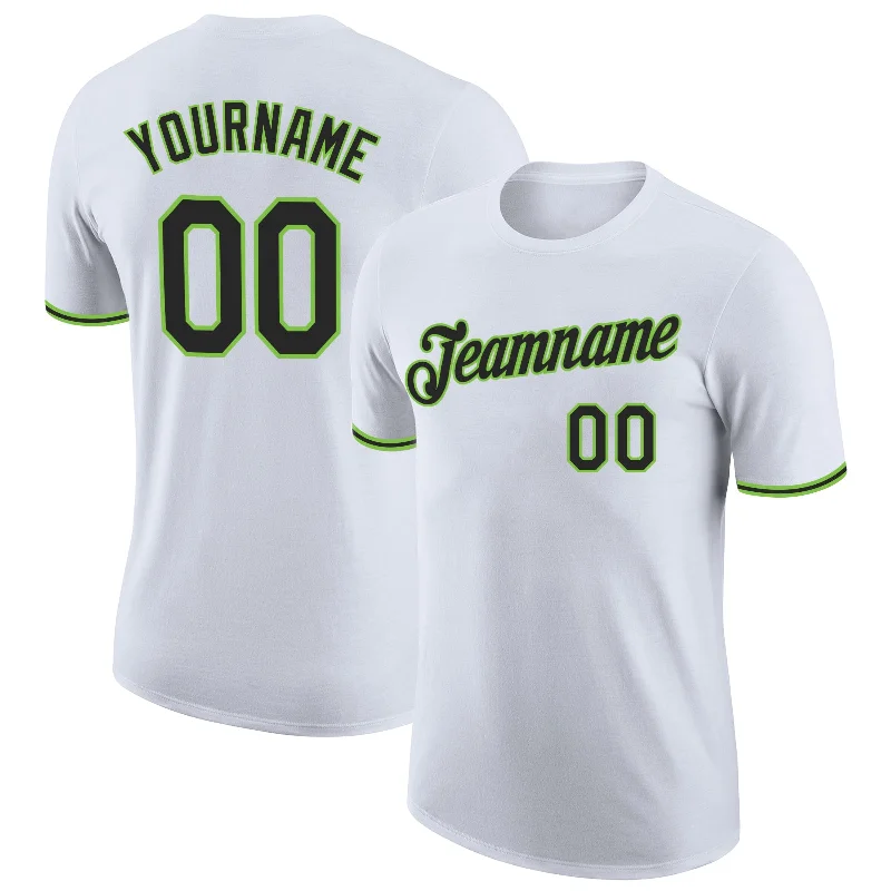 Gender-Neutral Trendy Clothing Styles Clearance Sale, All Cheap Custom White Black-Neon Green Performance T-Shirt Gender-Neutral Trendy Clothing Styles Clearance Sale, All Cheap Custom White Black-Neon Green Performance T-Shirt