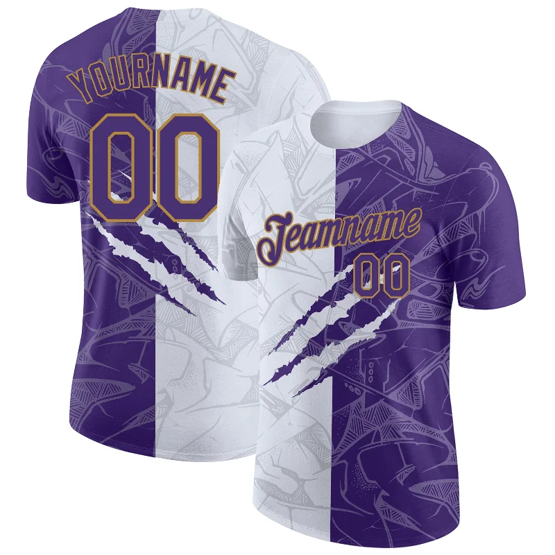 All-Season Unisex Clothing Collection Refined Fashion Sale Custom Graffiti Pattern Purple-Old Gold 3D Performance T-Shirt All-Season Unisex Clothing Collection Refined Fashion Sale Custom Graffiti Pattern Purple-Old Gold 3D Performance T-Shirt