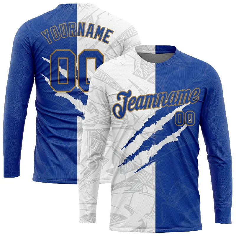 Urban-Inspired Unisex Fashion Pieces Special Offer For You Custom Graffiti Pattern Royal-Old Gold Scratch 3D Long Sleeve Performance T-Shirt