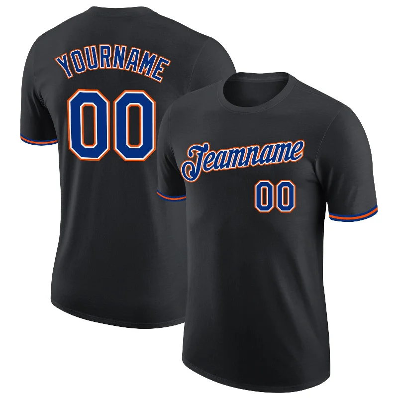 Fashion-Forward Gender-Neutral Outerwear High-End Style Discounts Custom Black Royal-Orange Performance T-Shirt Fashion-Forward Gender-Neutral Outerwear High-End Style Discounts Custom Black Royal-Orange Performance T-Shirt