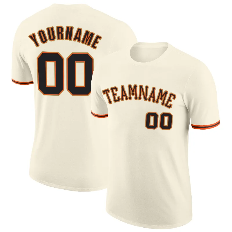 Everyday Wear For Men And Women Forward Trendsetter Custom Cream Black-Orange Performance T-Shirt