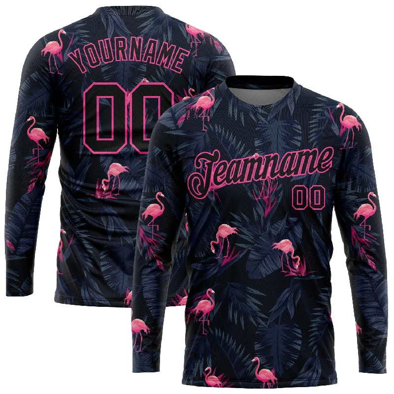 Fashion-Forward Gender-Neutral Outfit Ideas Vintage-Inspired Style Offers Custom Black Black-Pink Flamingo 3D Pattern Long Sleeve Performance T-Shirt Fashion-Forward Gender-Neutral Outfit Ideas Vintage-Inspired Style Offers Custom Black Black-Pink Flamingo 3D Pattern Long Sleeve Performance T-Shirt