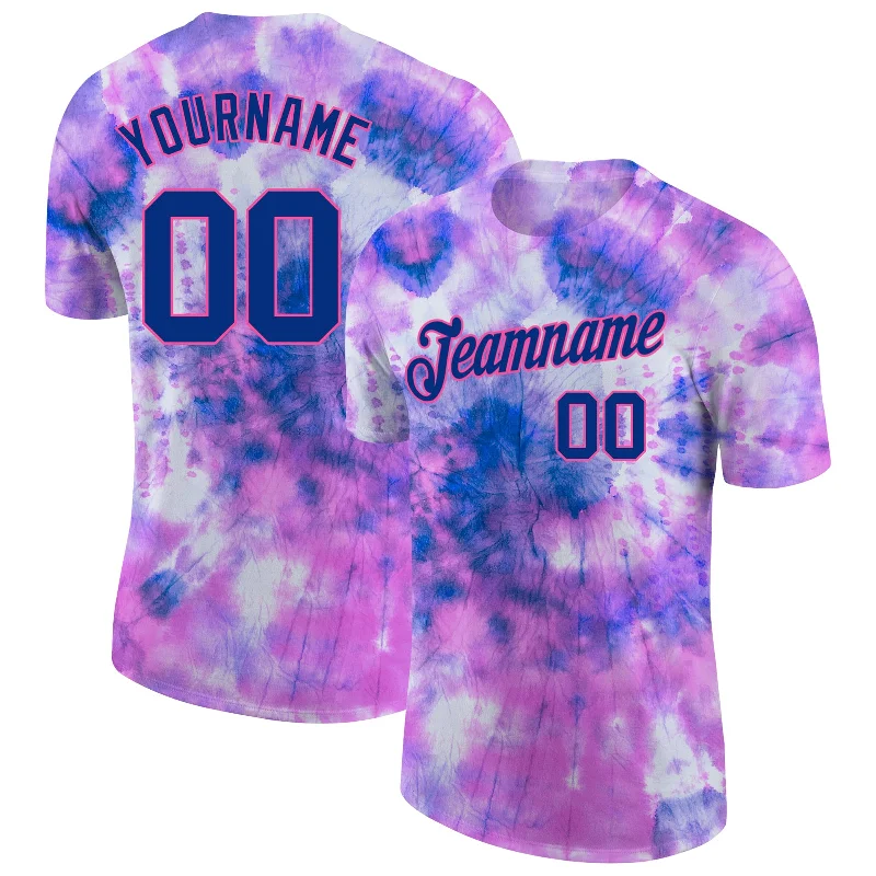 Relaxed-Fit Unisex Clothing Options Luxe Style Discounts Custom Tie Dye Royal-Pink 3D Performance T-Shirt